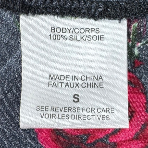 Cami NYC 100% Silk Black Red Rose Floral Mini Dress Sz S - Picture 8 of 9